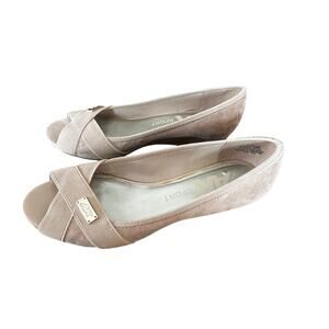 Anne Klein Sport Cloudless Open Toe Wedge Pumps Cream Taupe Tan Shoes Size 8.5 M